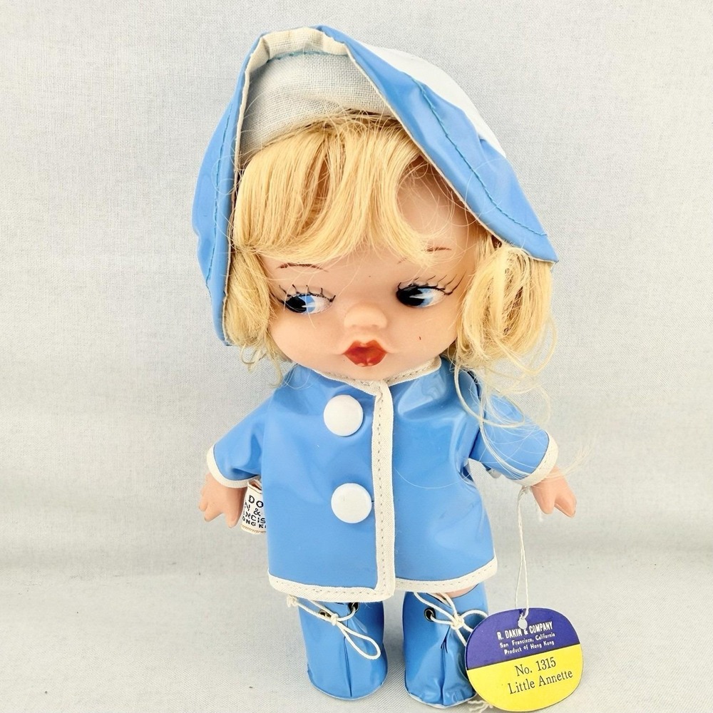 Vintage Dakin Dream Doll‎ Little Annette Blue Raincoat Outfit Blonde 6.5" NWT